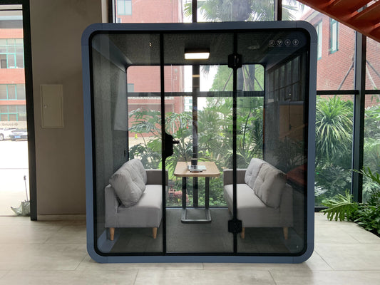 An array of privacy pods enhancing the modern office space, reflecting the evolution of workspaces.
