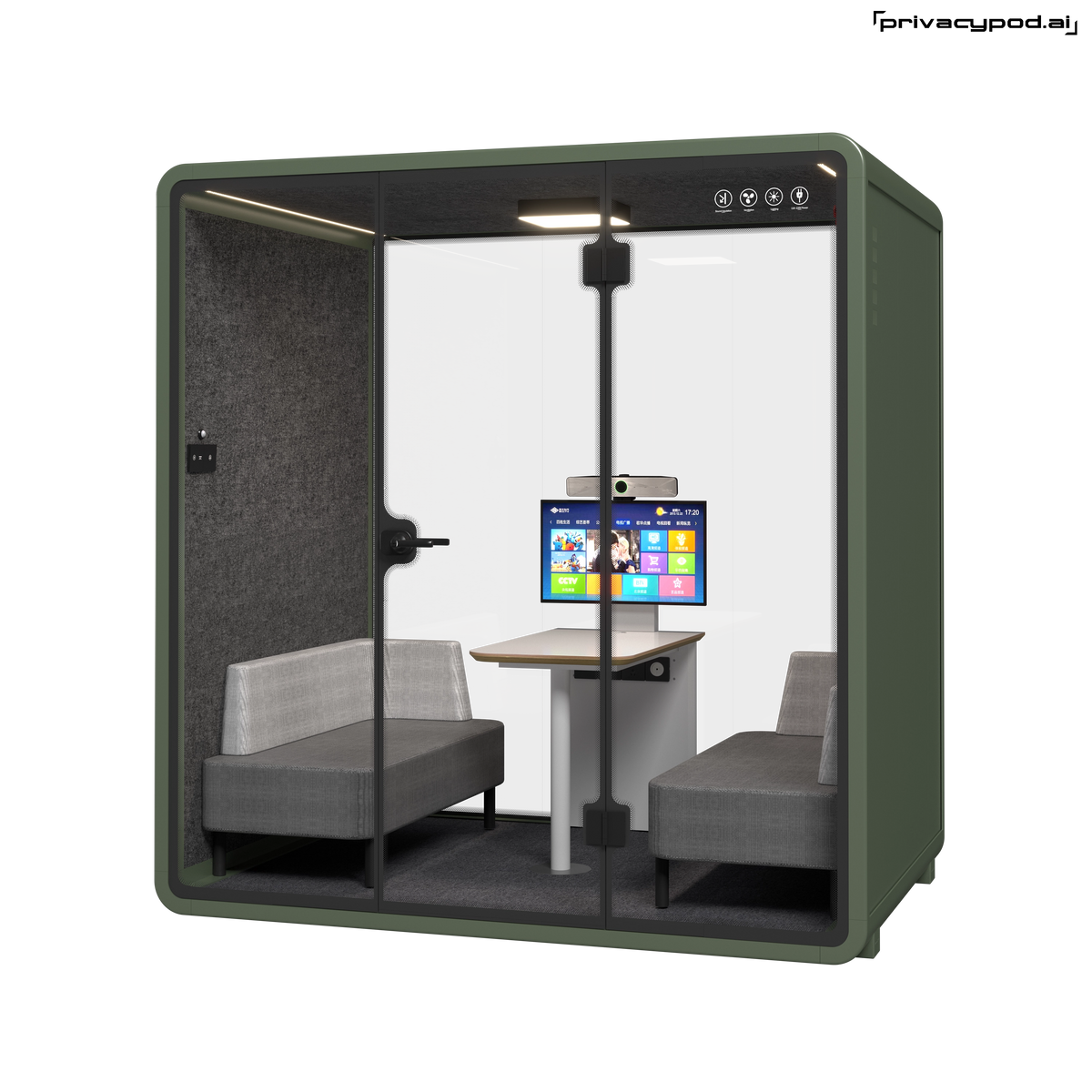Video Call Pod 4 Person Pod | Soundproof Meeting Pod with Video Conferencing | PrivacyPod