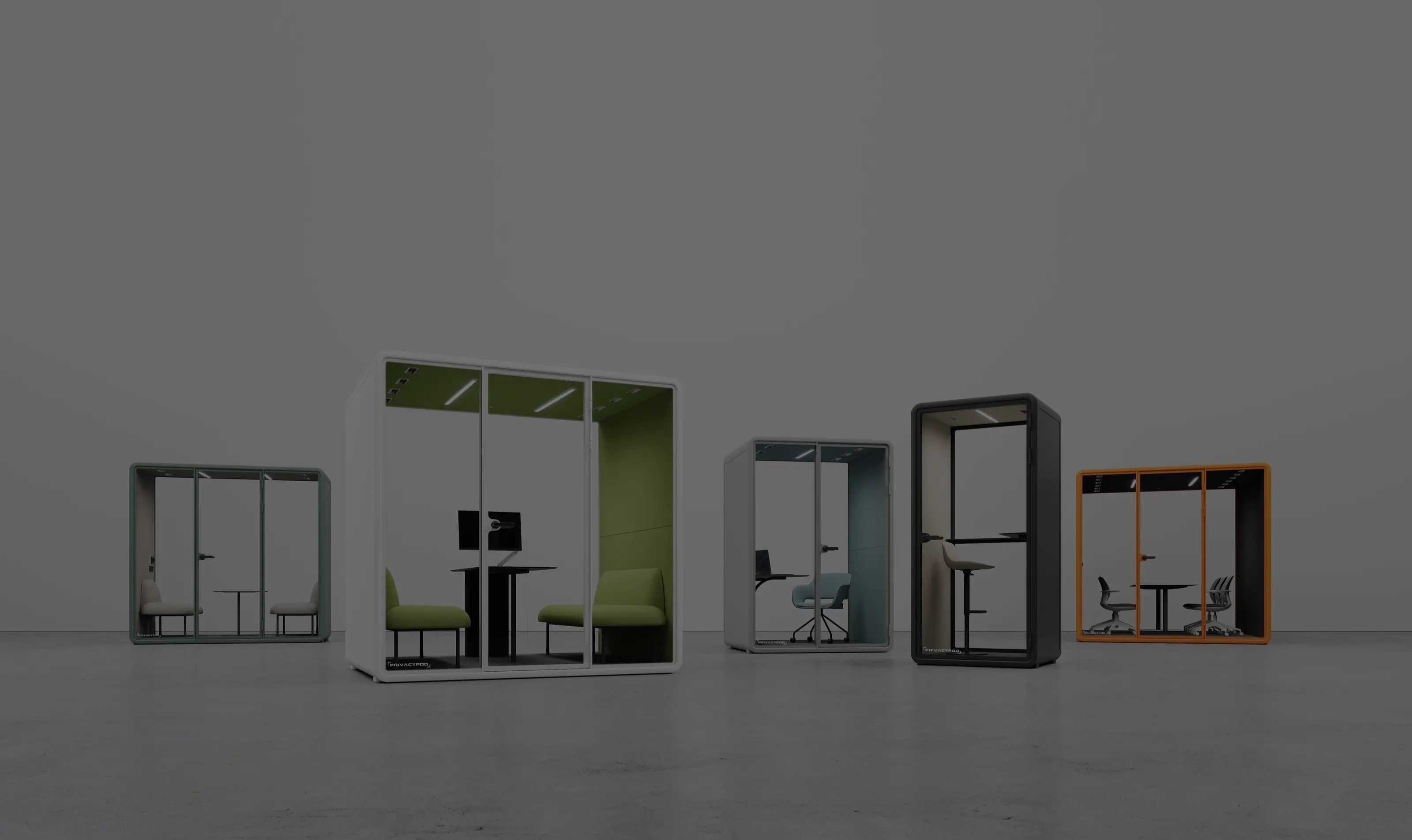 Set of modular soundproof office pods