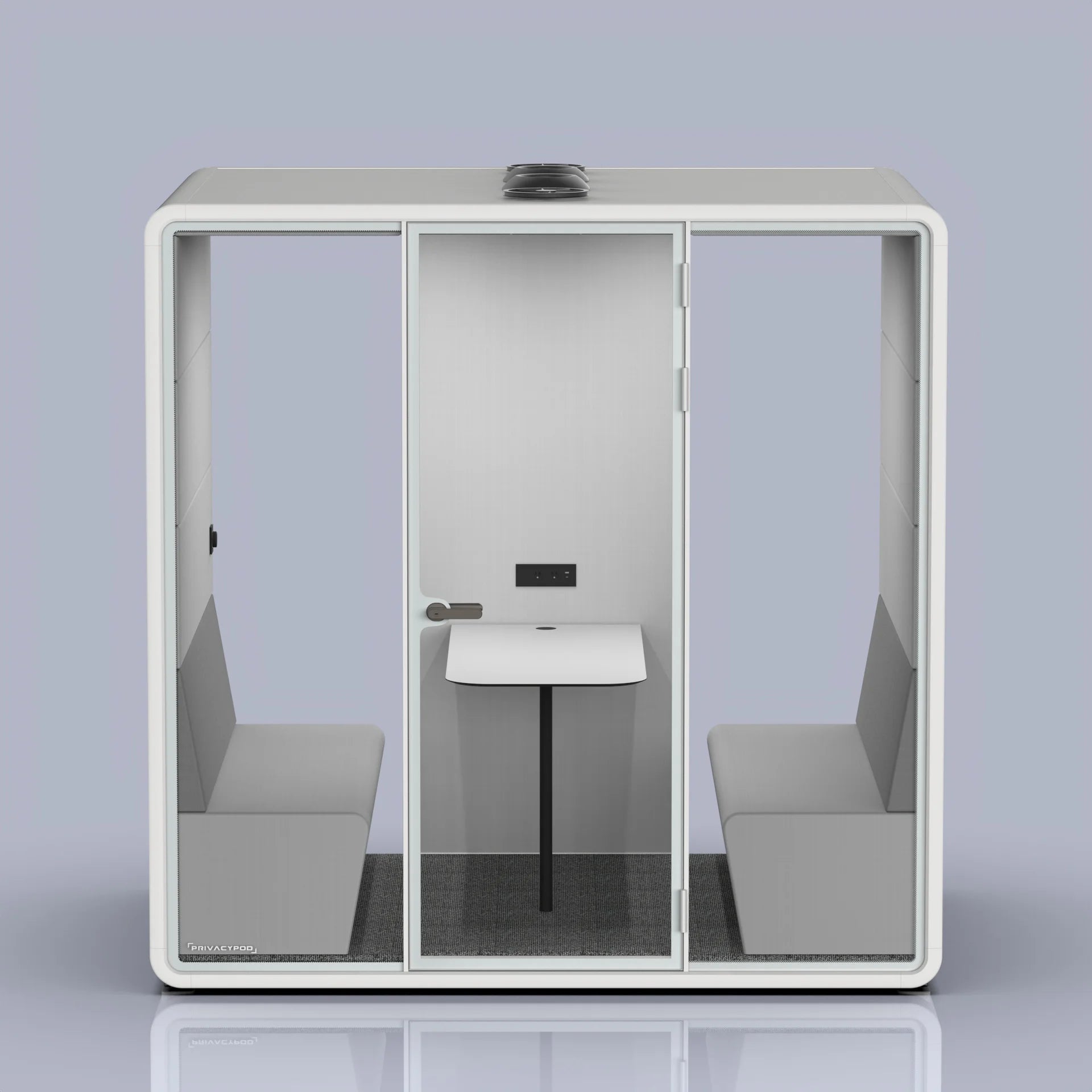 L Pod Plus | 4-Person Lounge Meeting Pod with Built-In Sofa – PrivacyPod