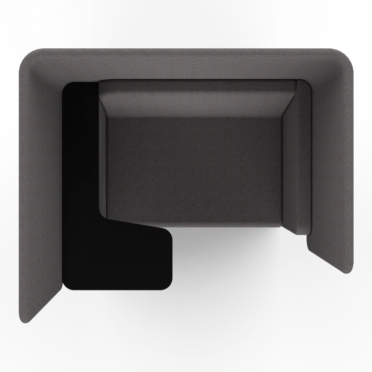 Solo Wing Chair from above: the wings and back wrap the seat in a U, with the tablet arm swung in on one side