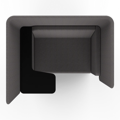 Solo Wing Chair from above: the wings and back wrap the seat in a U, with the tablet arm swung in on one side