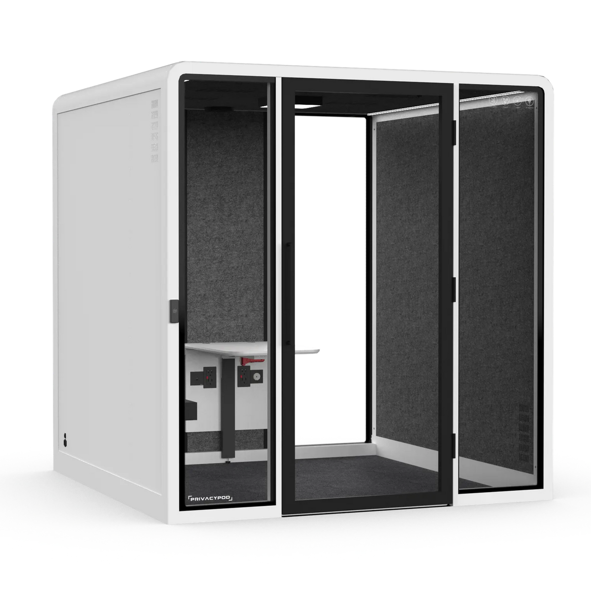 XL ADA Pod, White exterior, Graphite Felt interior, Foldable Table & Chair